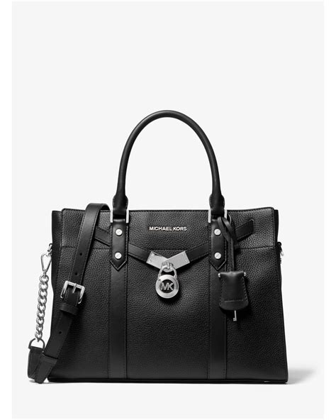 michael kors hamilton satchel black silver|Michael Kors nouveau Hamilton satchel.